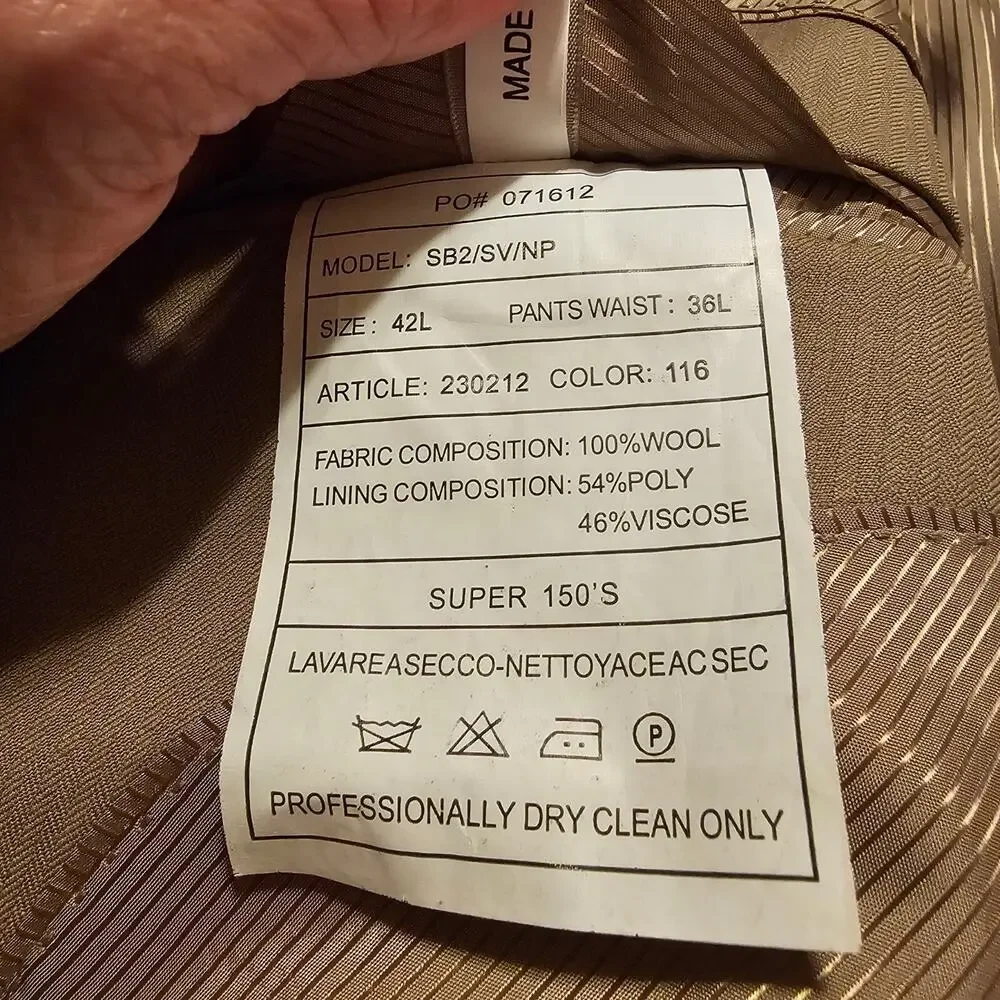 Rossetti Super 150's Italian Wool Sport Coat Blazer Tan 42L Two Button Men's
